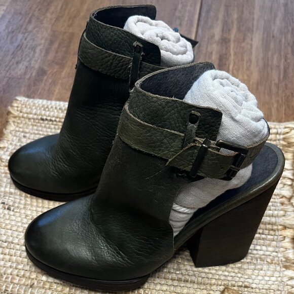 Free People Leather Buckle Booties/Mules Sz 40/9.5 - Picture 2 of 8